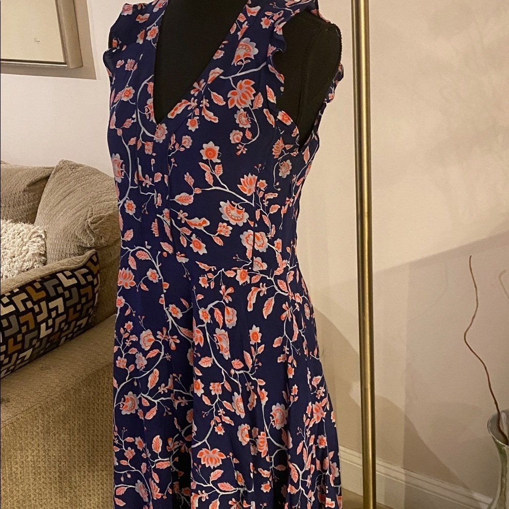 Rebecca Taylor silk Navy Floral Mini Dress size 2 - Picture 7 of 9